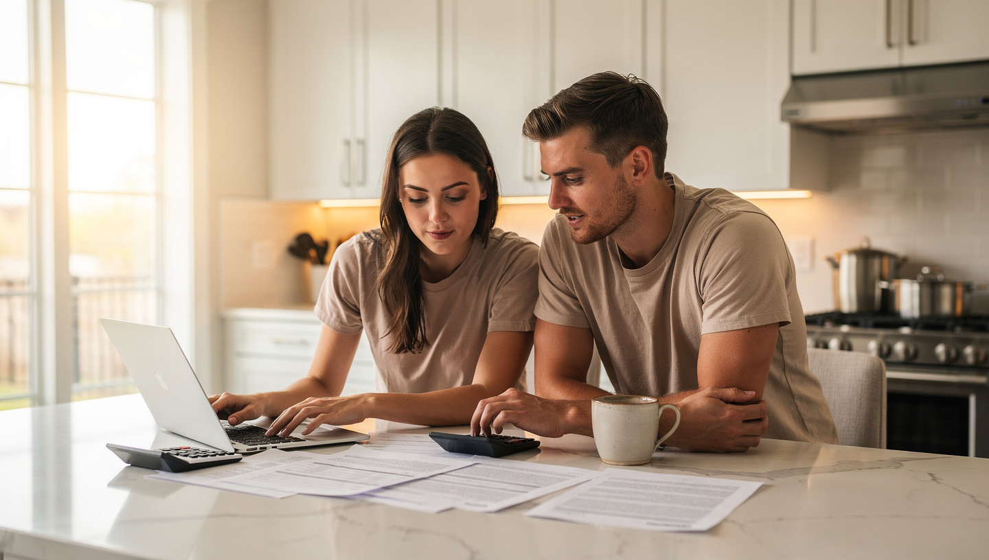 Couple planning home budget